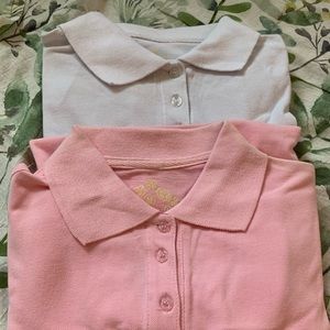Womens cap sleeve cotton polo shirt Size M (2 Pack) Pink/White